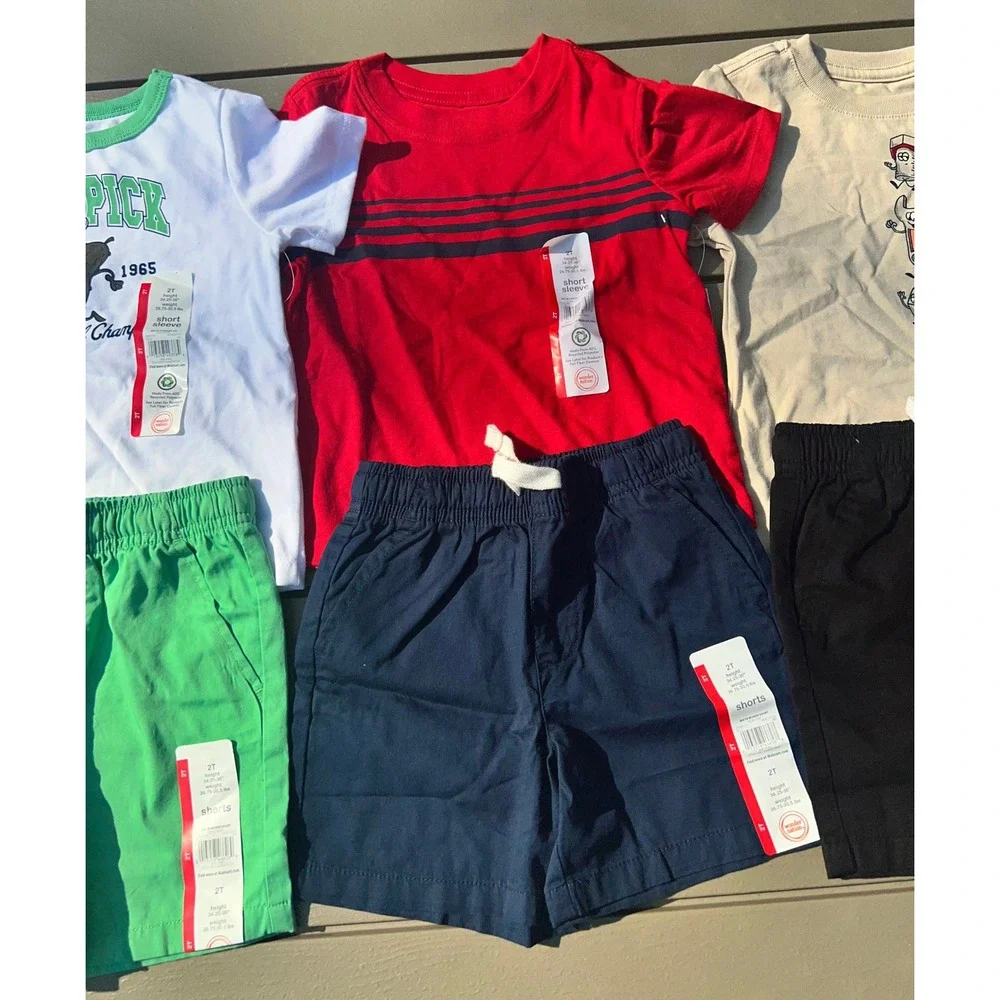 Wonder Nation Toddler Boys 2T Lot 8 Pieces NWT Shorts Graphic T-Shirts Summer